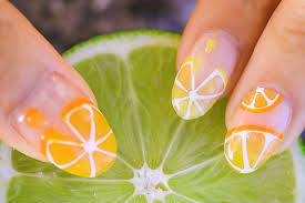 Summer nails with citrus design